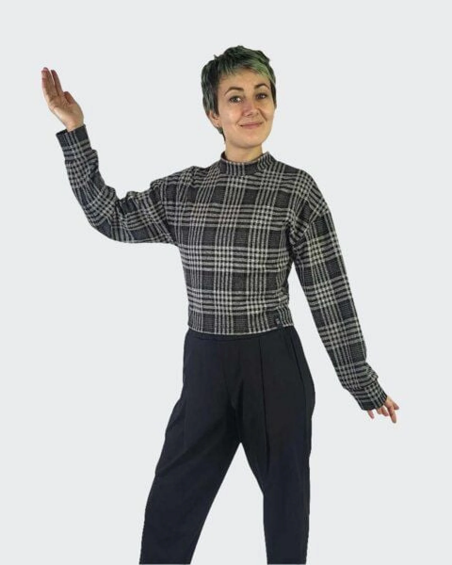 LUMEN organic Pullover WIDE SLEEVES Strick schwarz/grau – Ansicht 3