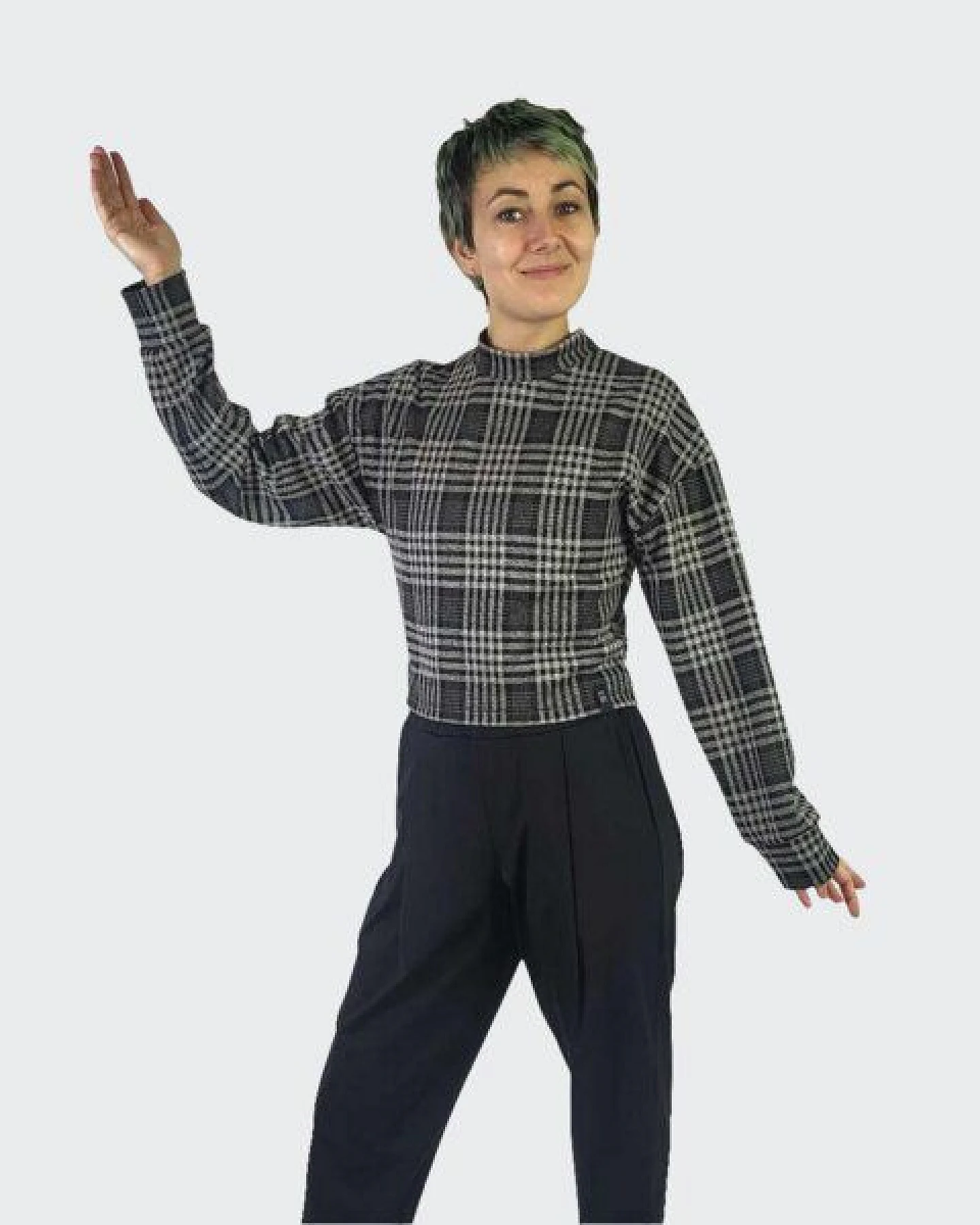 LUMEN organic Pullover WIDE SLEEVES Strick schwarz/grau – Ansicht 3