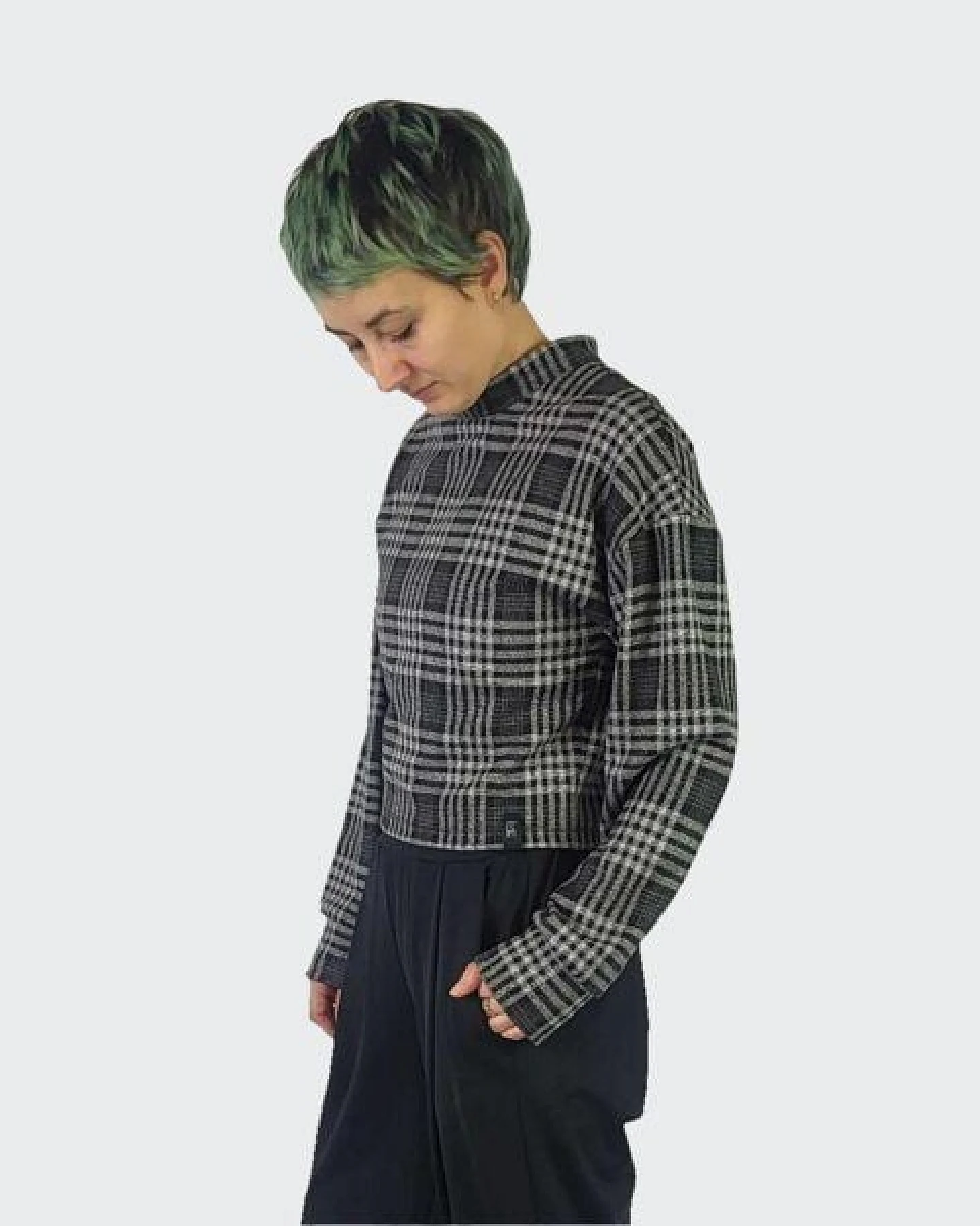 LUMEN organic Pullover WIDE SLEEVES Strick schwarz/grau – Ansicht 4