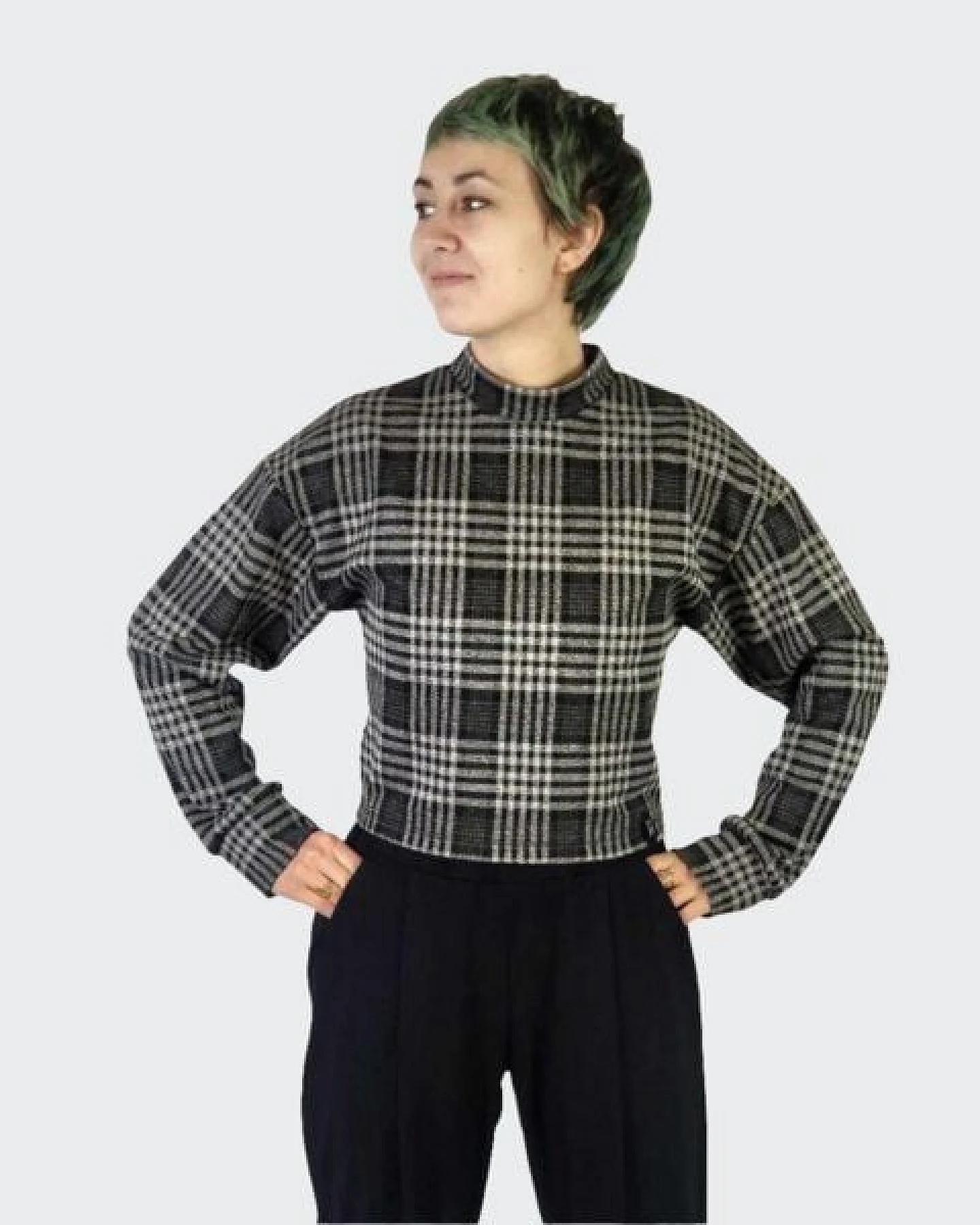 LUMEN organic Pullover WIDE SLEEVES Strick schwarz/grau – Ansicht 2