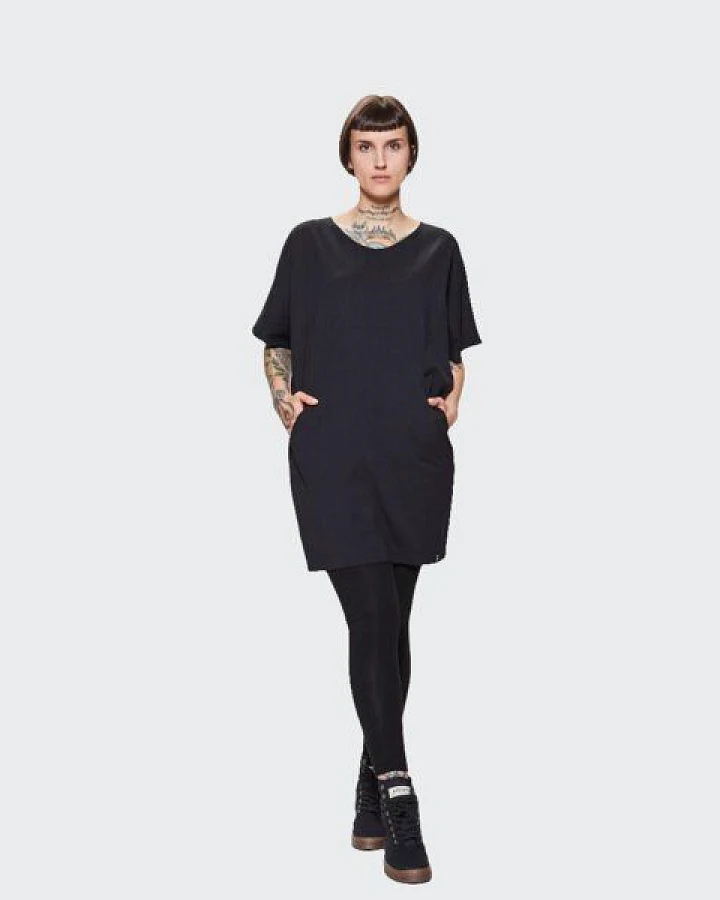 LUMEN organic Longshirt mit Taschen OVERSIZED Jersey schwarz