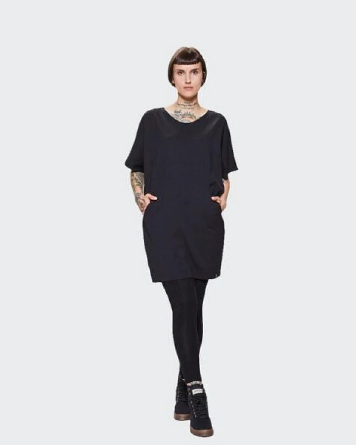 LUMEN organic Longshirt mit Taschen OVERSIZED Jersey schwarz