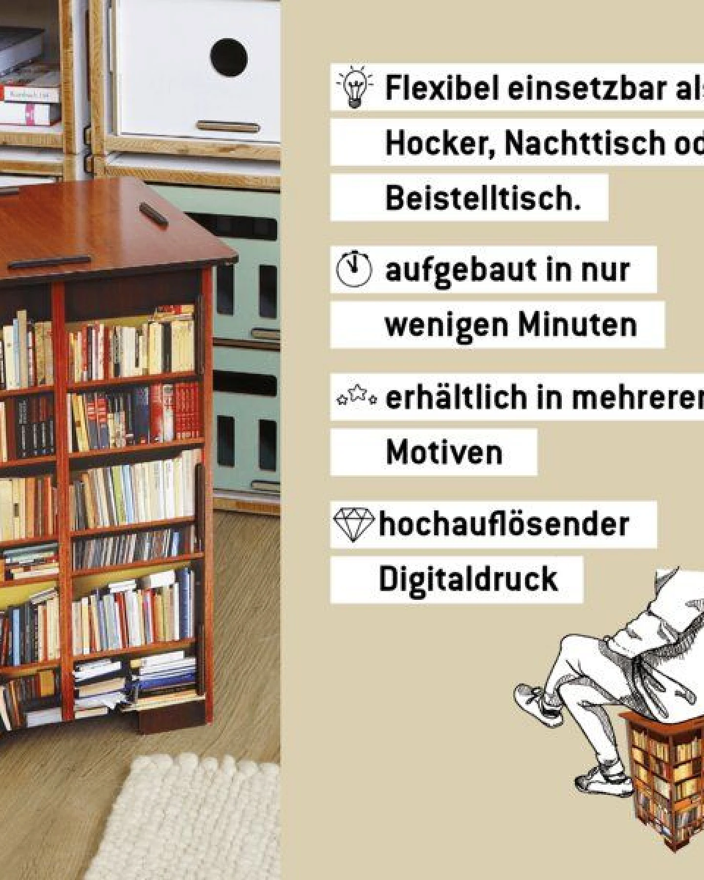 WERKHAUS Photohocker - Bücherregal – Ansicht 2
