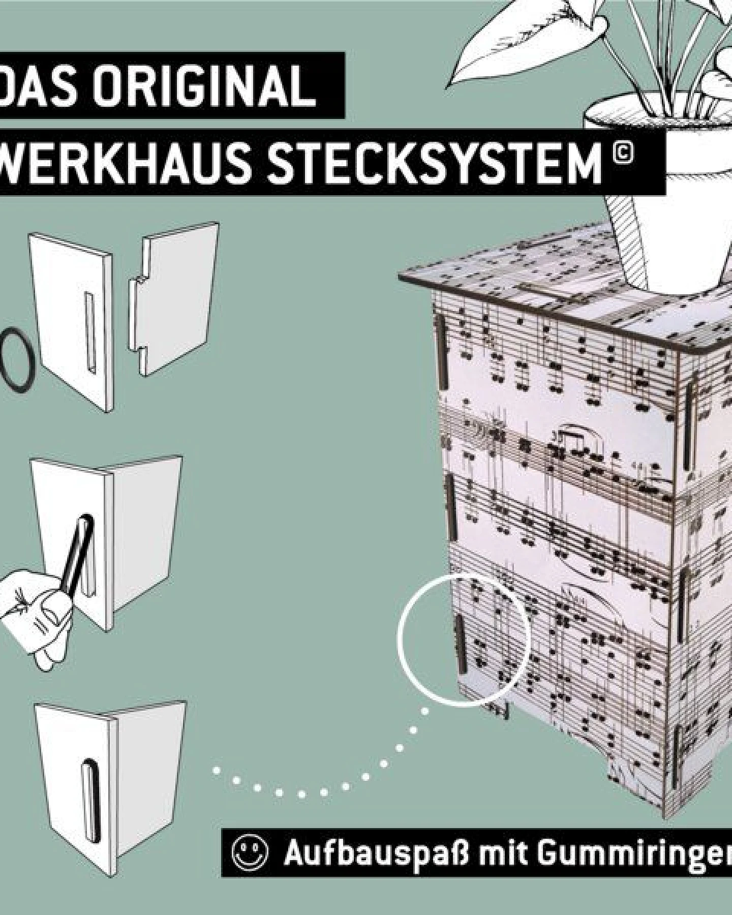 WERKHAUS Photohocker - Noten weiß – Ansicht 3