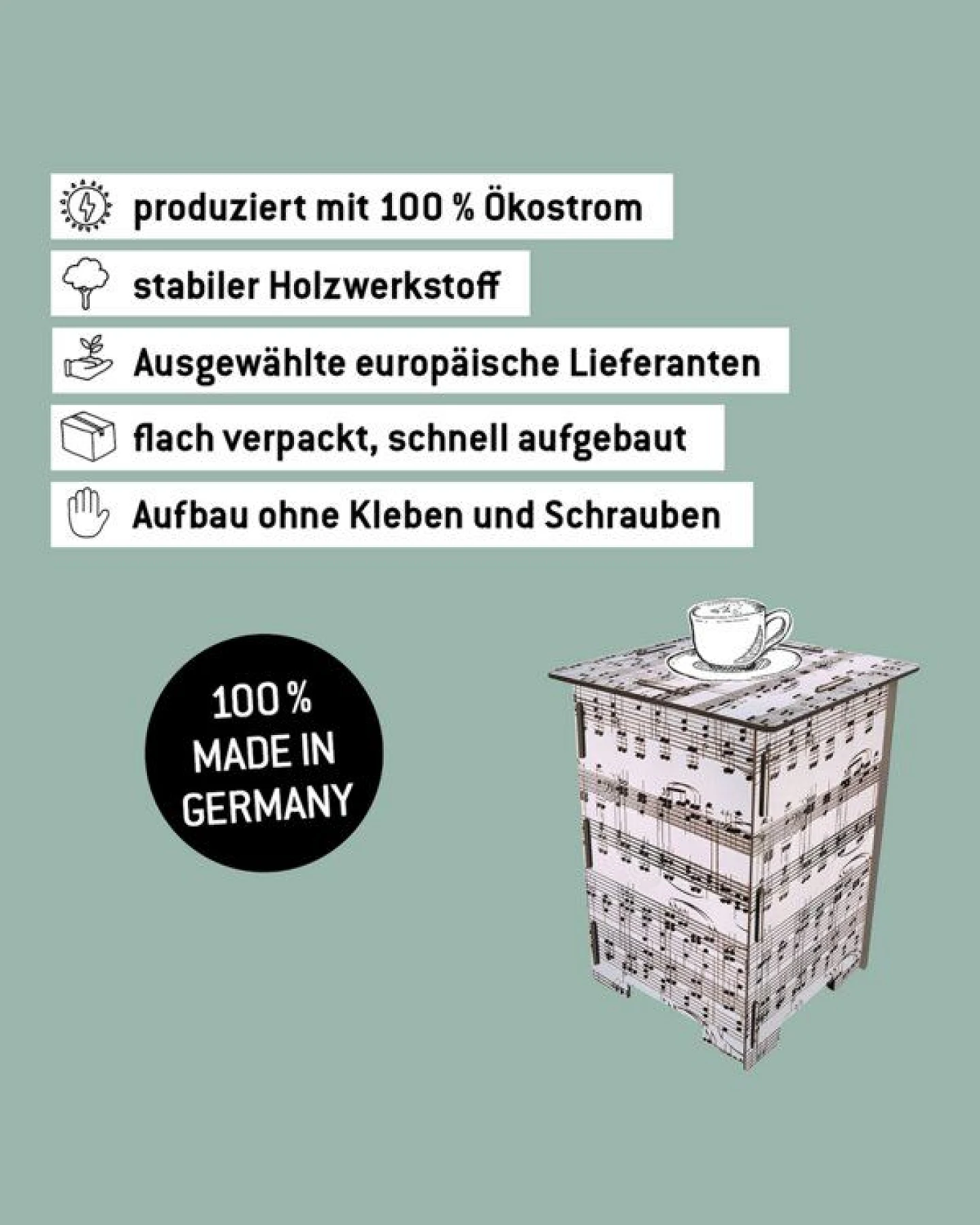 WERKHAUS Photohocker - Noten weiß – Ansicht 3