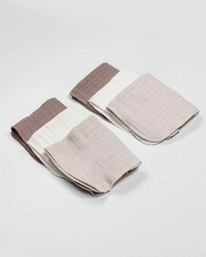 bistyle Musselin-Mundtücher - extra dicker 4-lagiger - 20x20cm - 6er Pack - zertifiziert – Bio Baumwolle