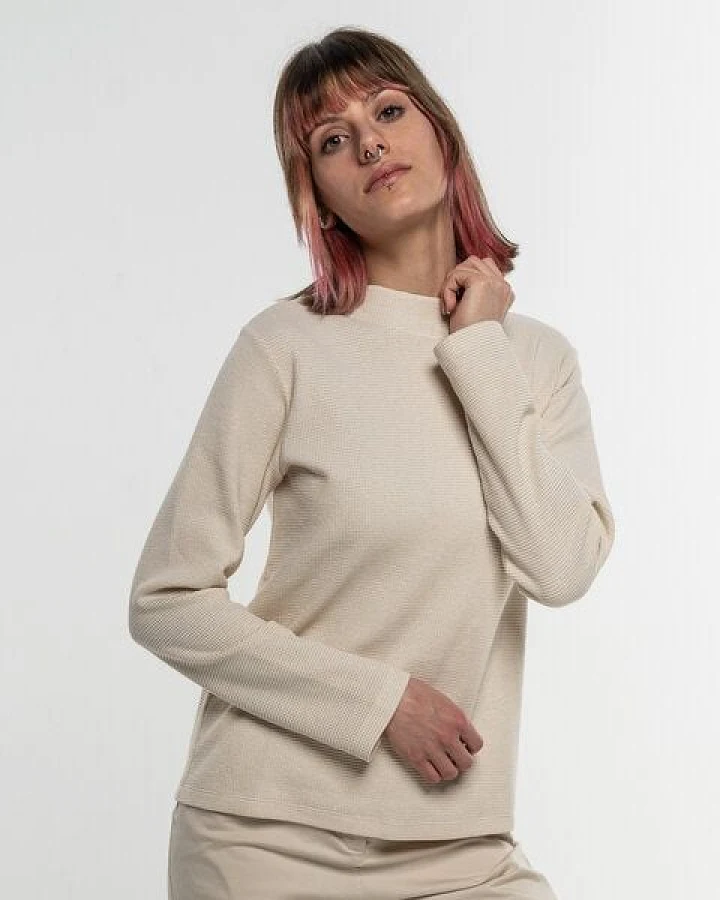 Alma & Lovis Turtleneck Glitzer-Shirt in Waffelpiqué aus Organic Cotton
