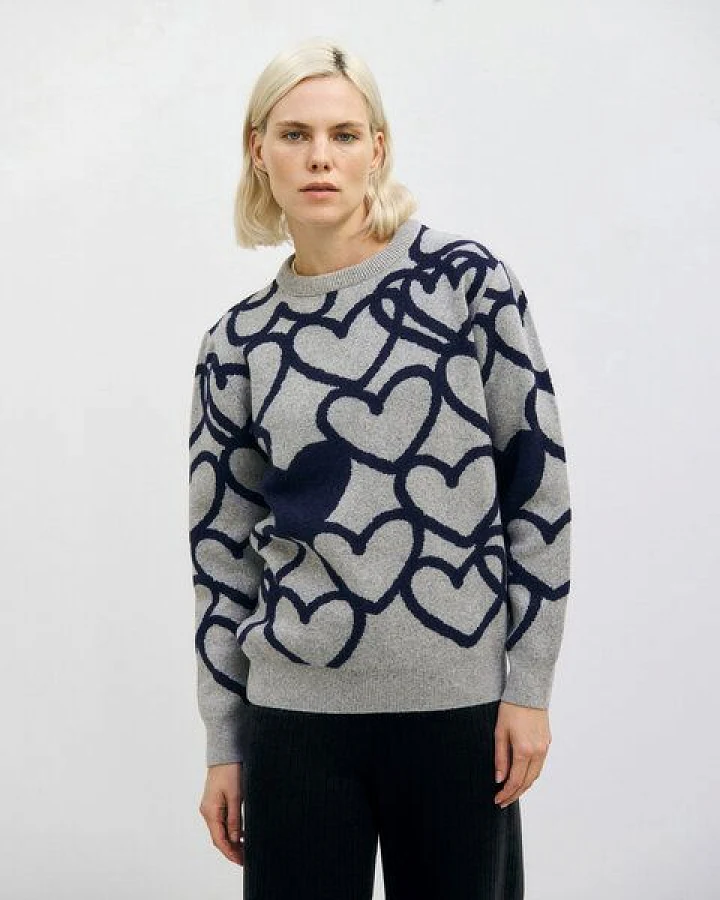 Rotholz Affection Strick Sweatshirt Recycelte Wolle - Hellgrau