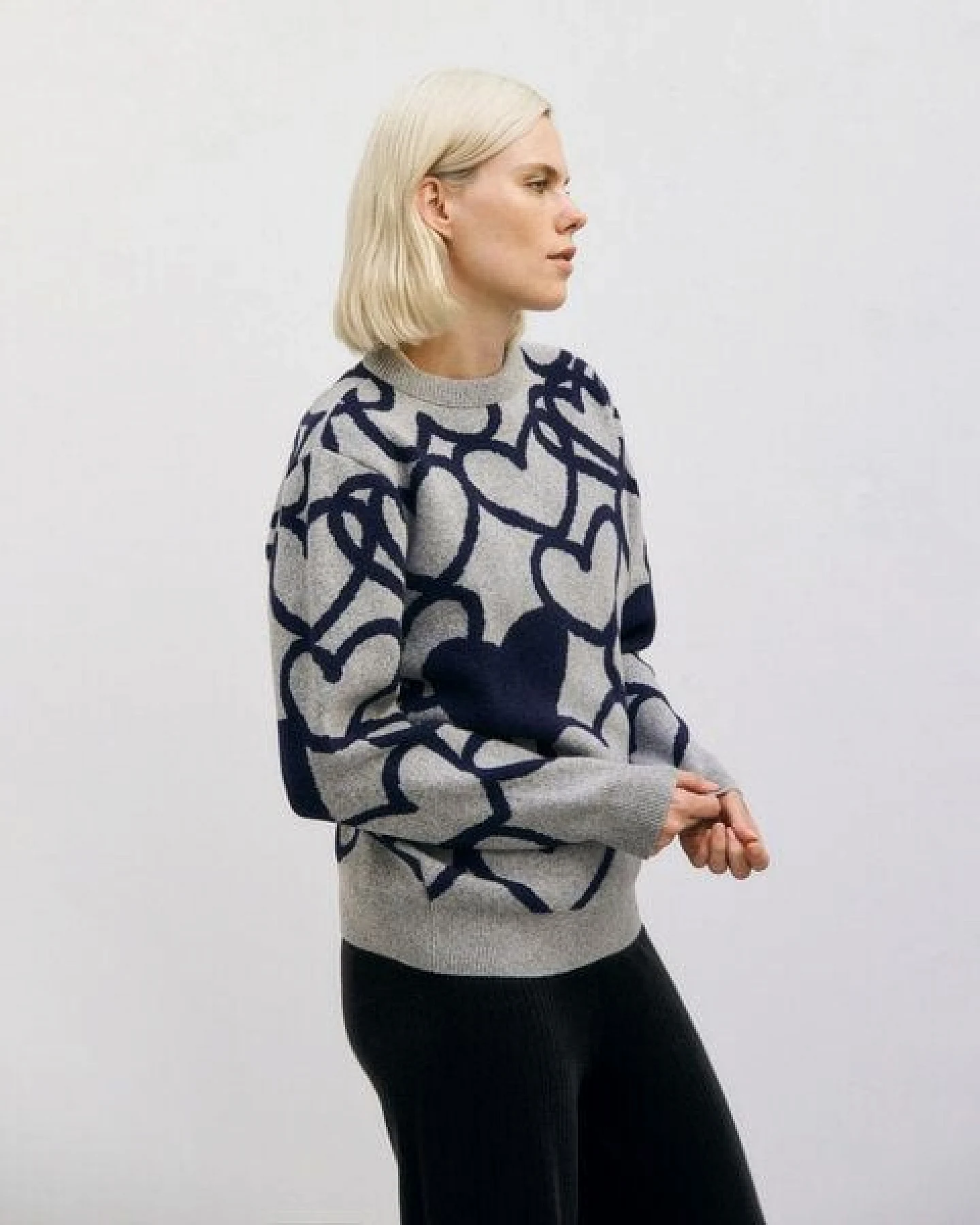 Rotholz Affection Strick Sweatshirt Recycelte Wolle - Hellgrau – Ansicht 3