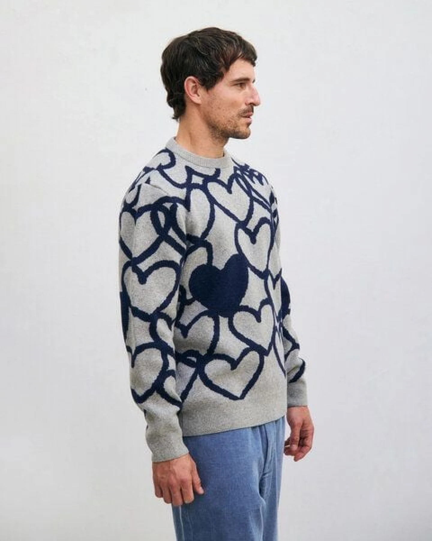 Rotholz Affection Strick Sweatshirt Recycelte Wolle - Hellgrau – Ansicht 3