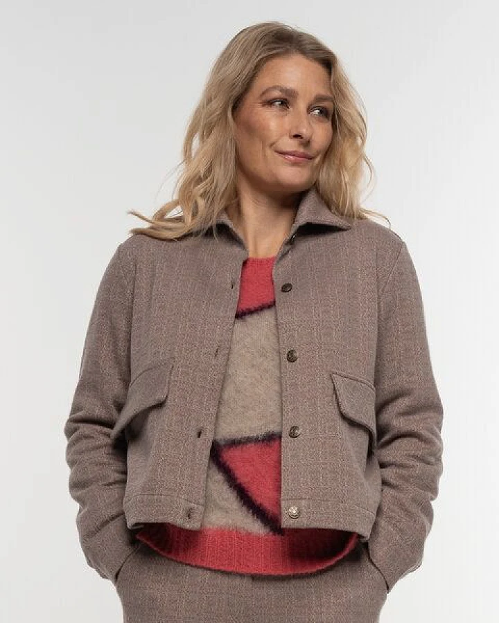 Alma & Lovis Edle Jacke in Karo-Melange aus feiner Bio-Baumwolle