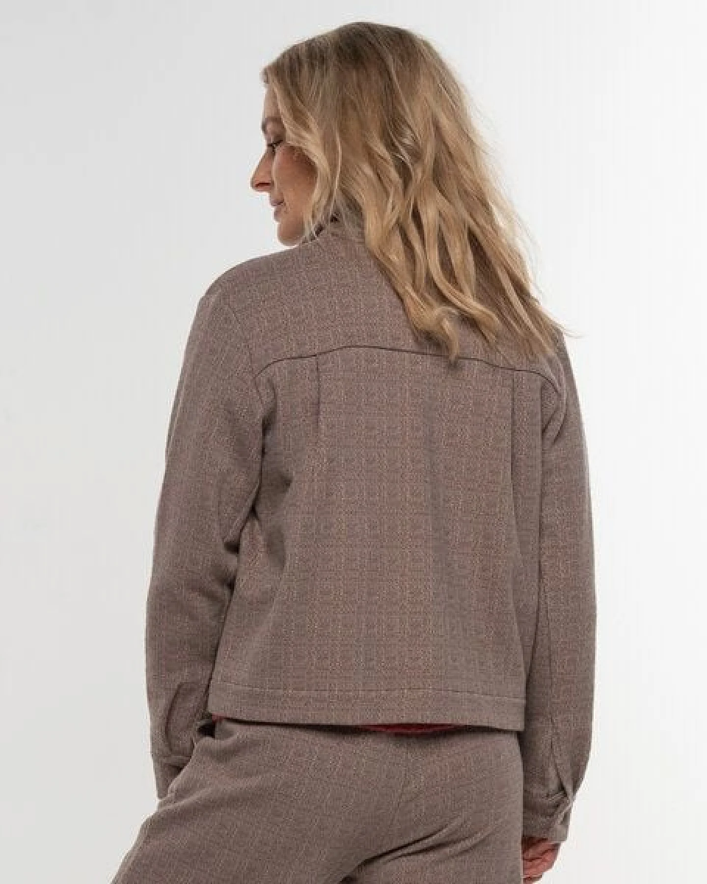 Alma & Lovis Edle Jacke in Karo-Melange aus feiner Bio-Baumwolle – Ansicht 4