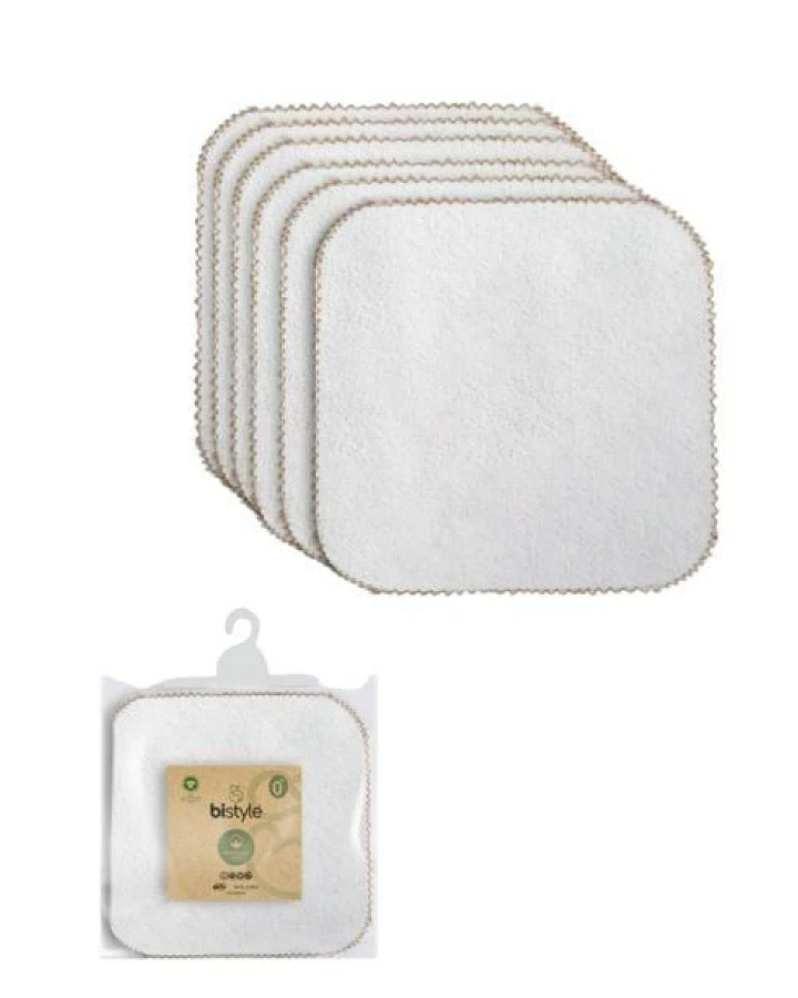 bistyle 6er-Pack-Frottee-Mundtücher - 28x28cm - zertifiziert – Bio Baumwolle