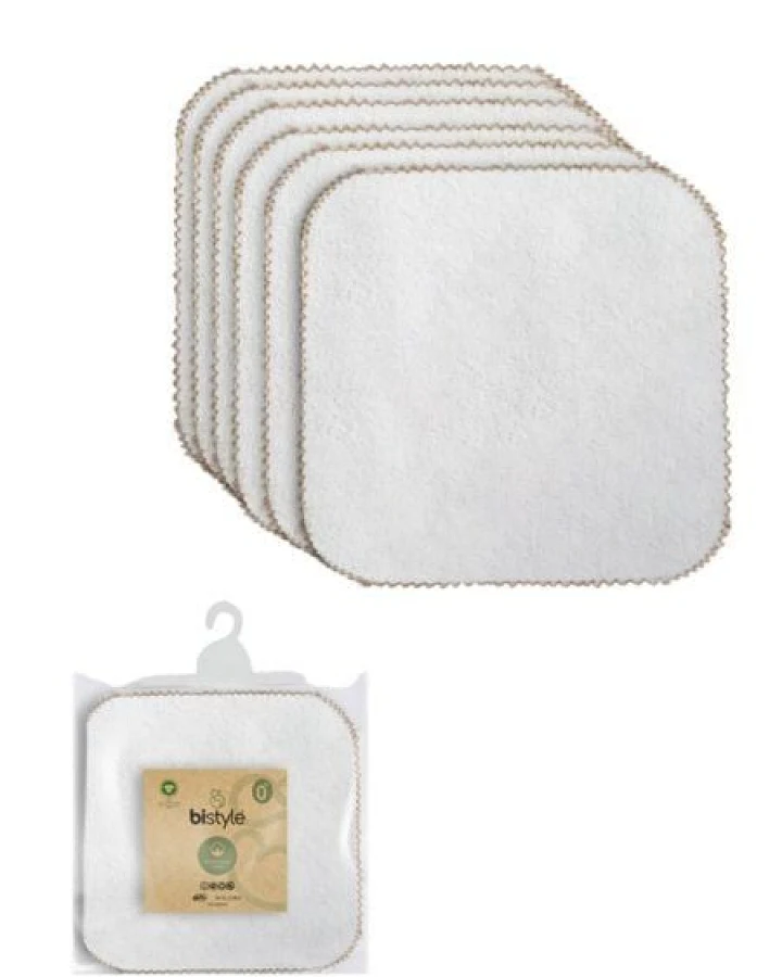 bistyle 6er-Pack-Frottee-Mundtücher - 28x28cm - zertifiziert – Bio Baumwolle
