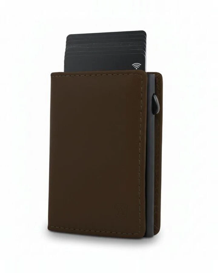 Akaroa Kartenetui Slim Wallet PELLE – Popup Cardholder mit Kartenauswurf
