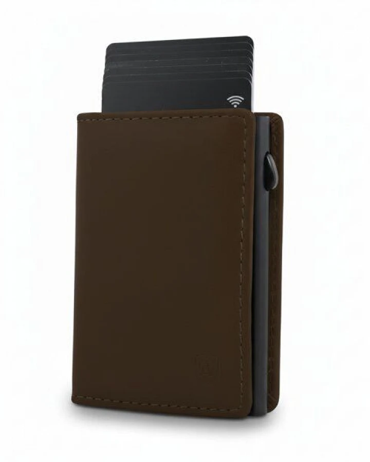 Akaroa Kartenetui Slim Wallet PELLE – Popup Cardholder mit Kartenauswurf