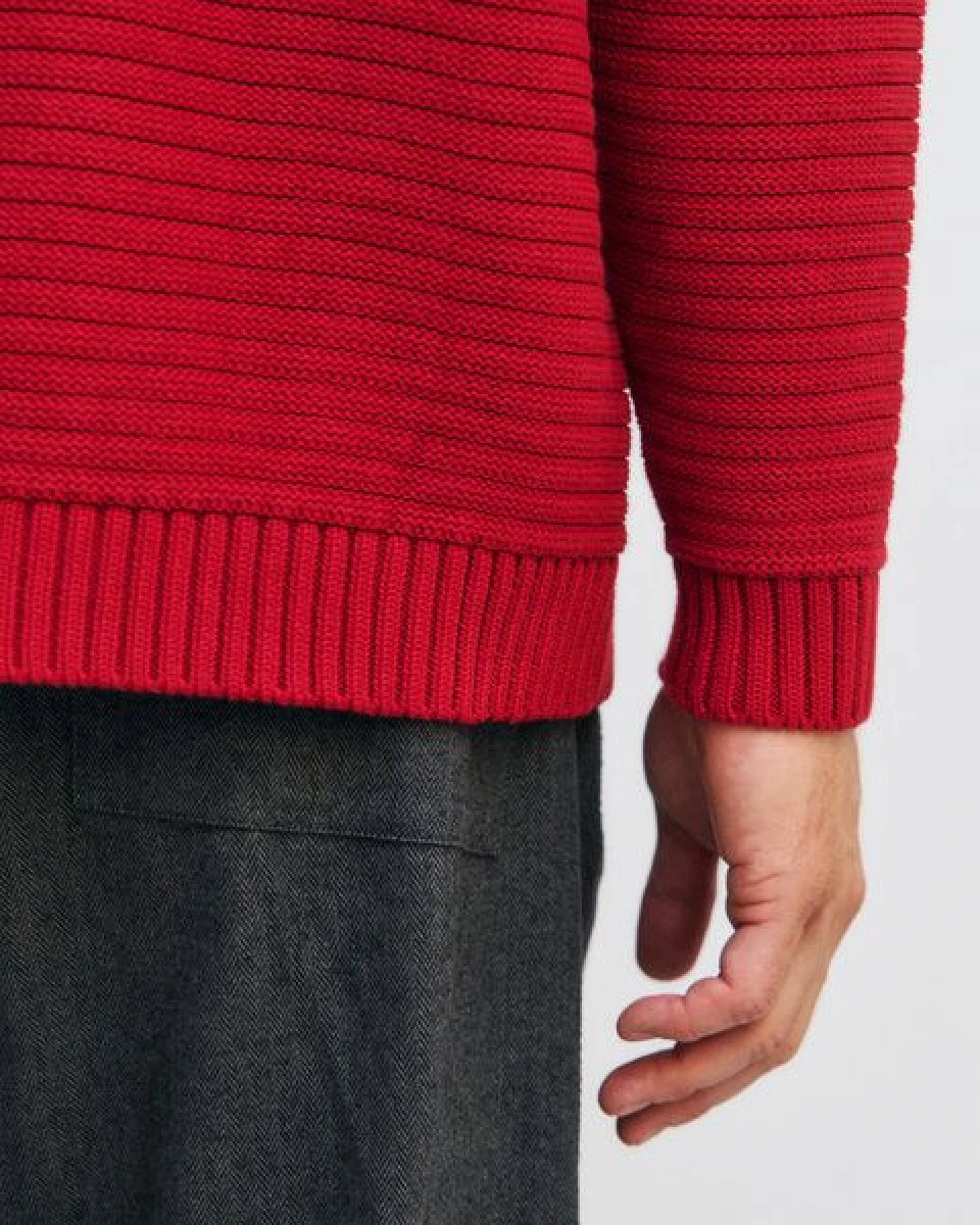 Rotholz Gerippter Strickpullover Bio Baumwolle – Ansicht 4