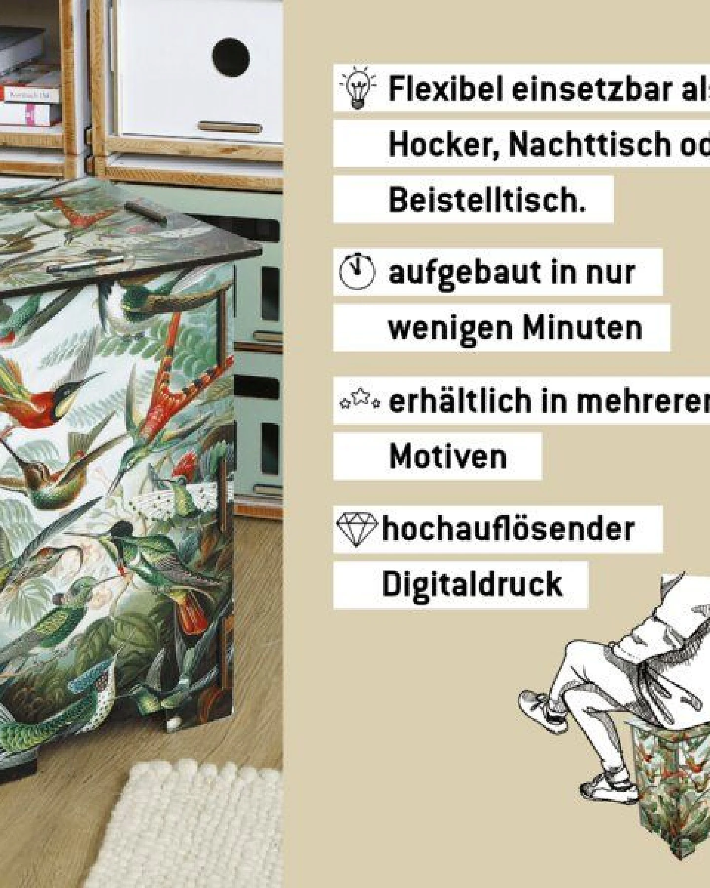WERKHAUS Photohocker - Kolibris – Ansicht 3