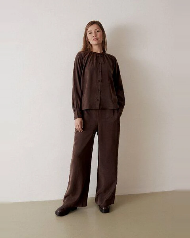 Givn Berlin Bluse GBSMILLA mit Puffärmeln aus TENCEL mit Peach-Effekt