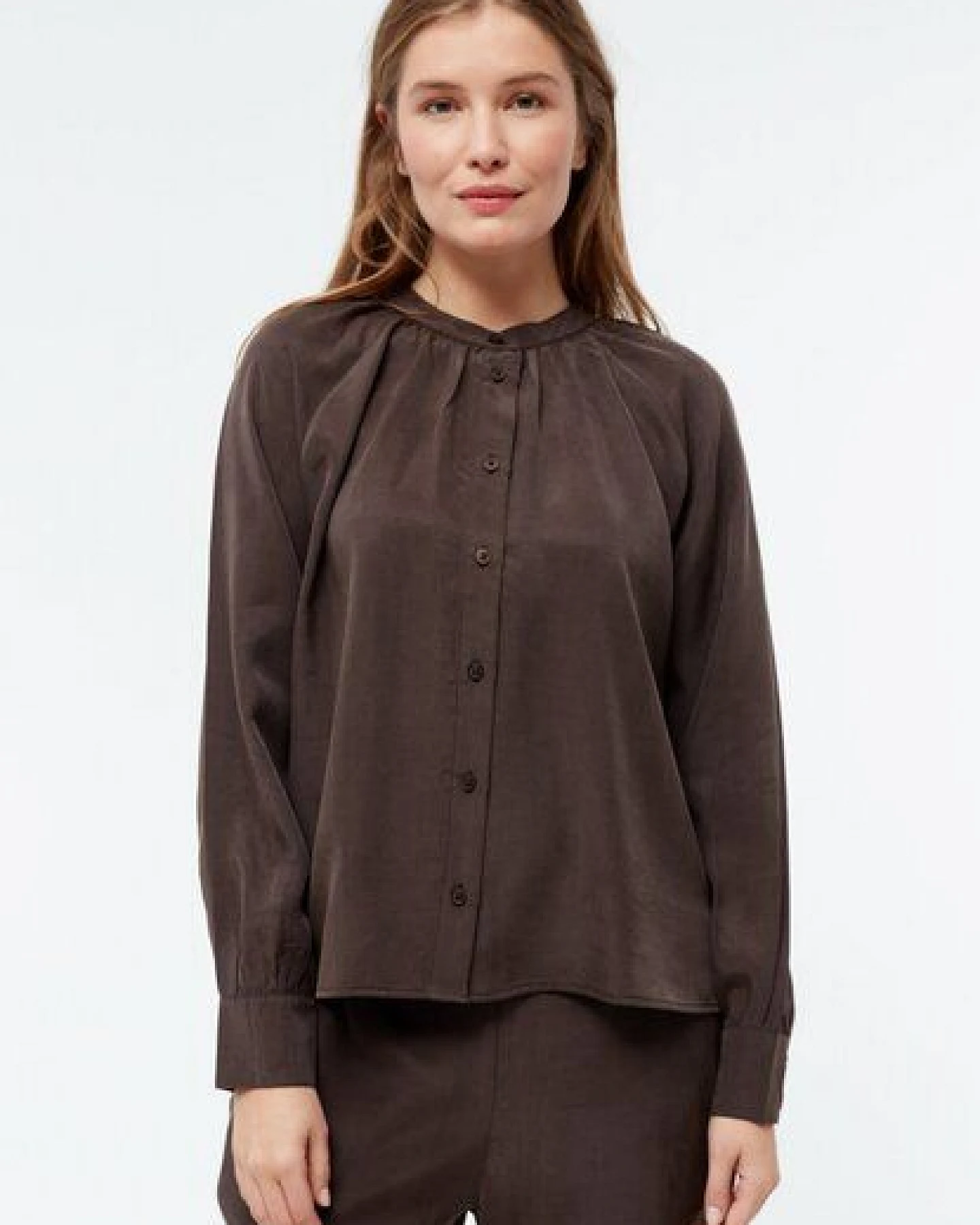 Givn Berlin Bluse GBSMILLA mit Puffärmeln aus TENCEL mit Peach-Effekt – Ansicht 2