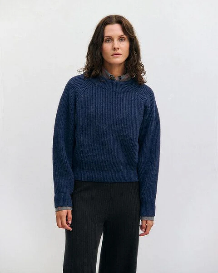 Rotholz Kurzer Strickpullover Recycelte Wolle