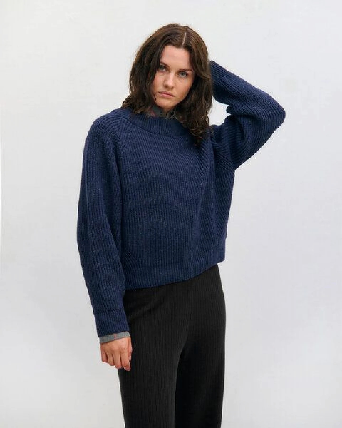 Rotholz Kurzer Strickpullover Recycelte Wolle – Ansicht 4