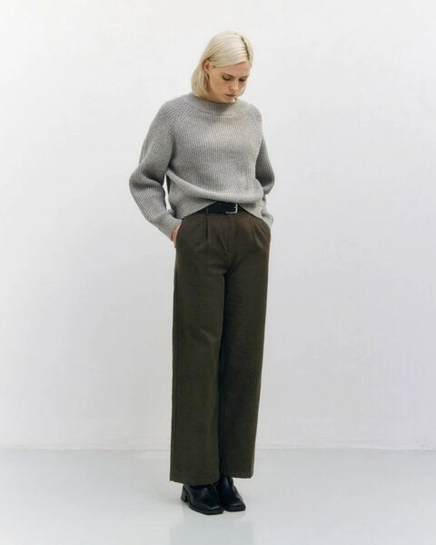 Rotholz Kurzer Strickpullover Recycelte Wolle – Ansicht 3