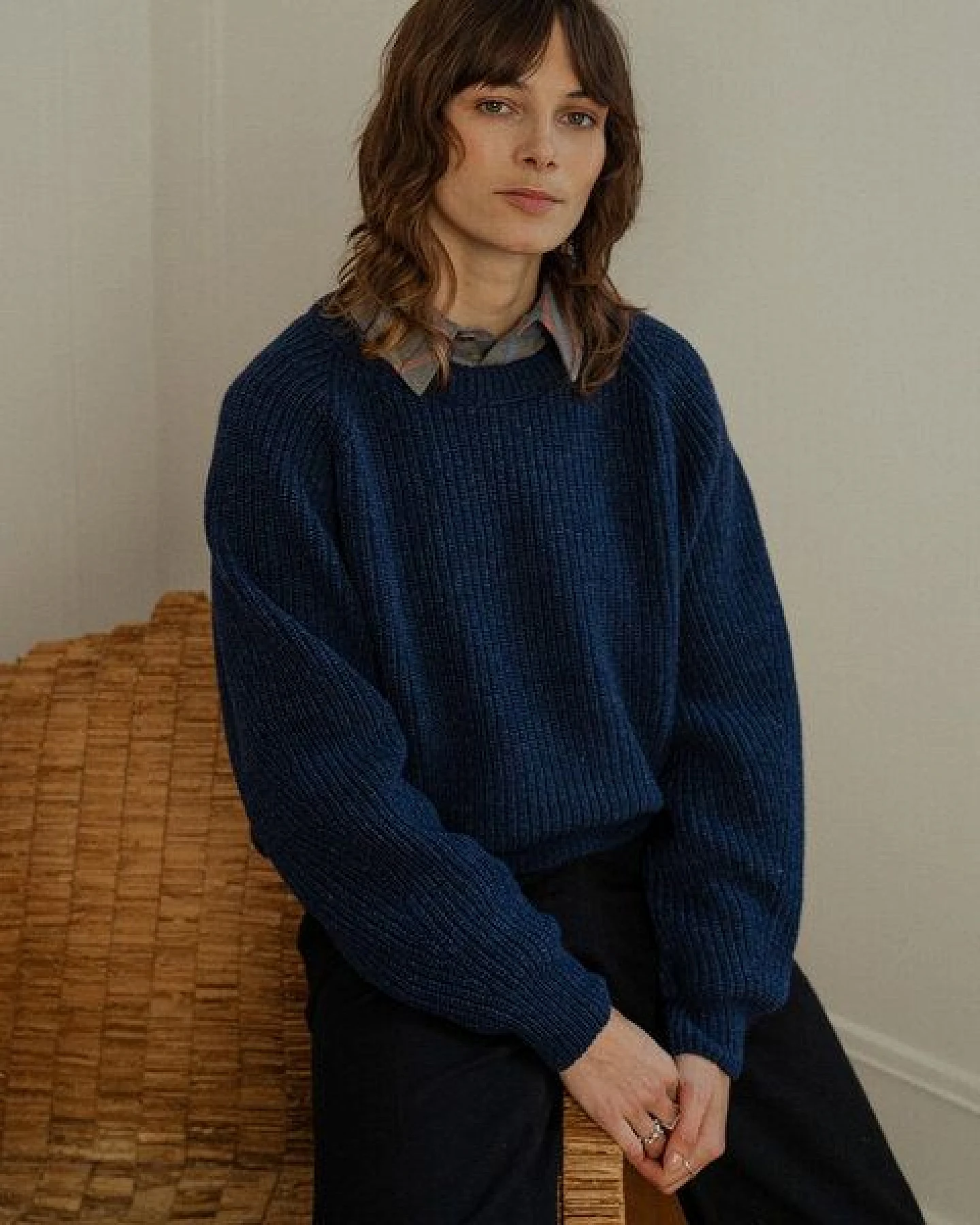 Rotholz Kurzer Strickpullover Recycelte Wolle – Ansicht 2
