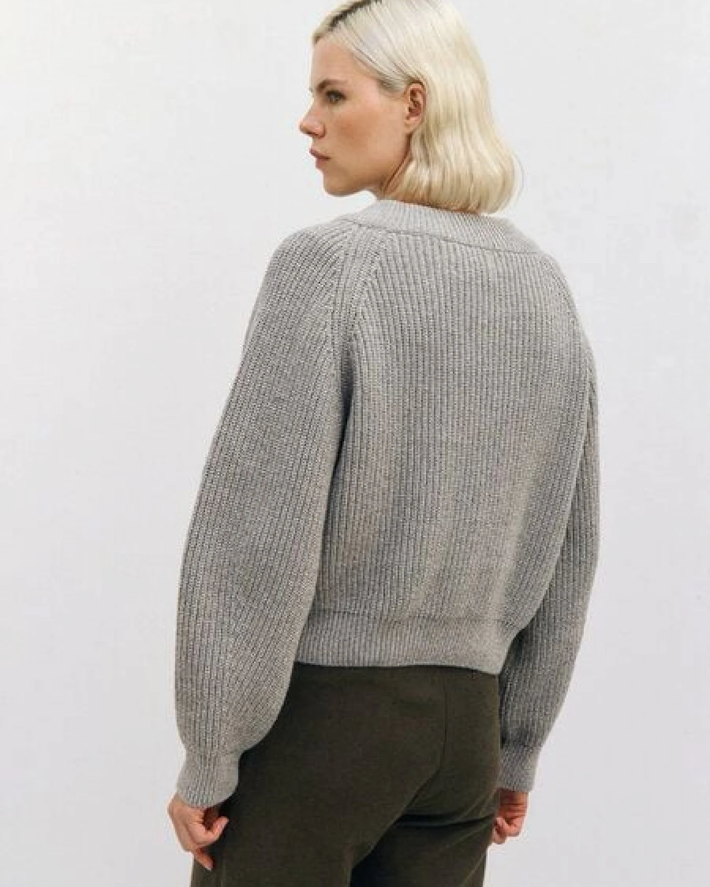 Rotholz Kurzer Strickpullover Recycelte Wolle – Ansicht 4