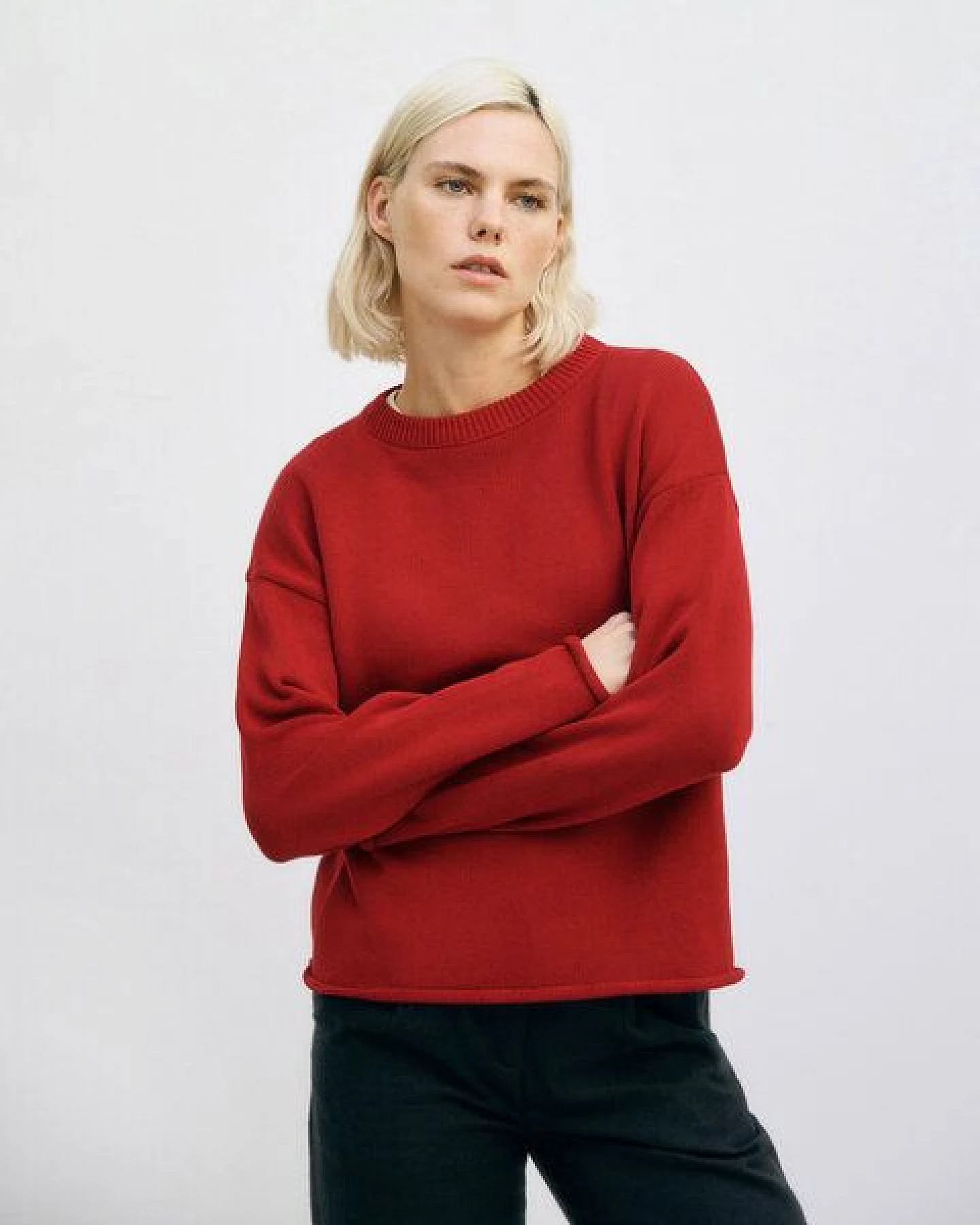 Rotholz Oversize Strickpullover – Ansicht 2