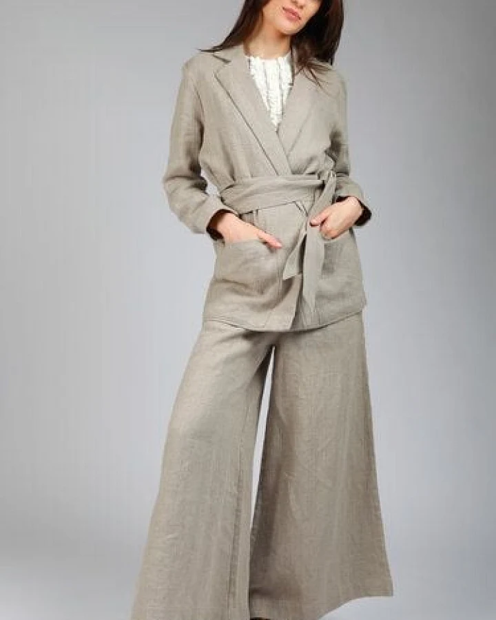 KNOTIUM KOKO Leinen Hosen und Blazer-Set