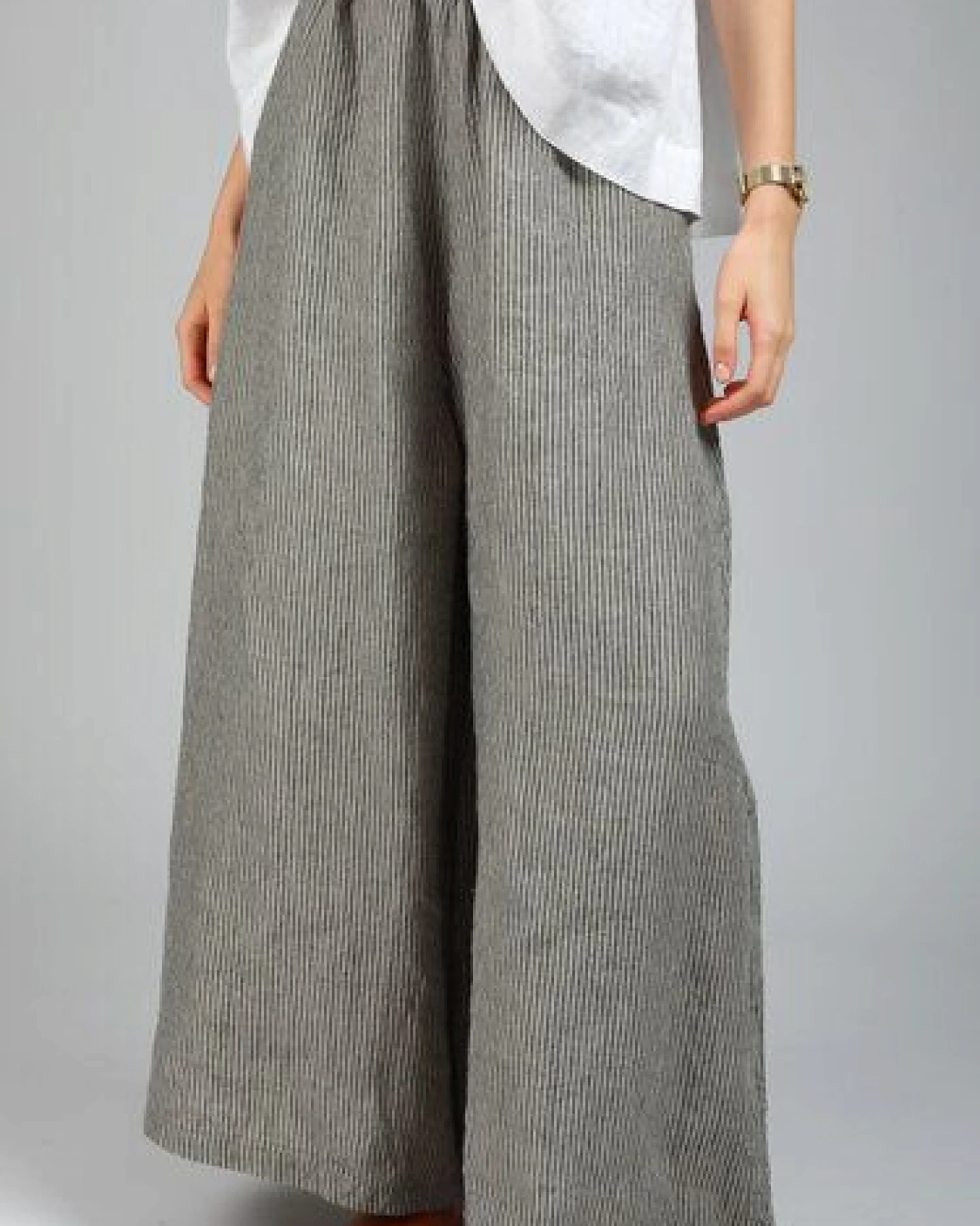 KNOTIUM MARGOT Weit geschnittene Leinenhose mit tiefem Schritt – Ansicht 3