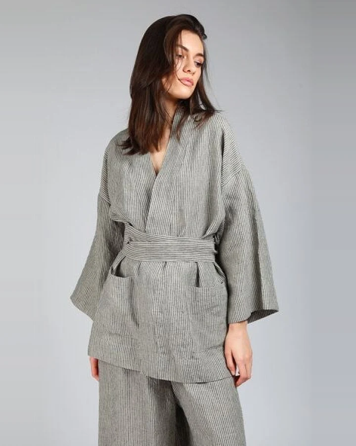 KNOTIUM LIBERTY Lockere Kimono-Jacke mit Gürtel