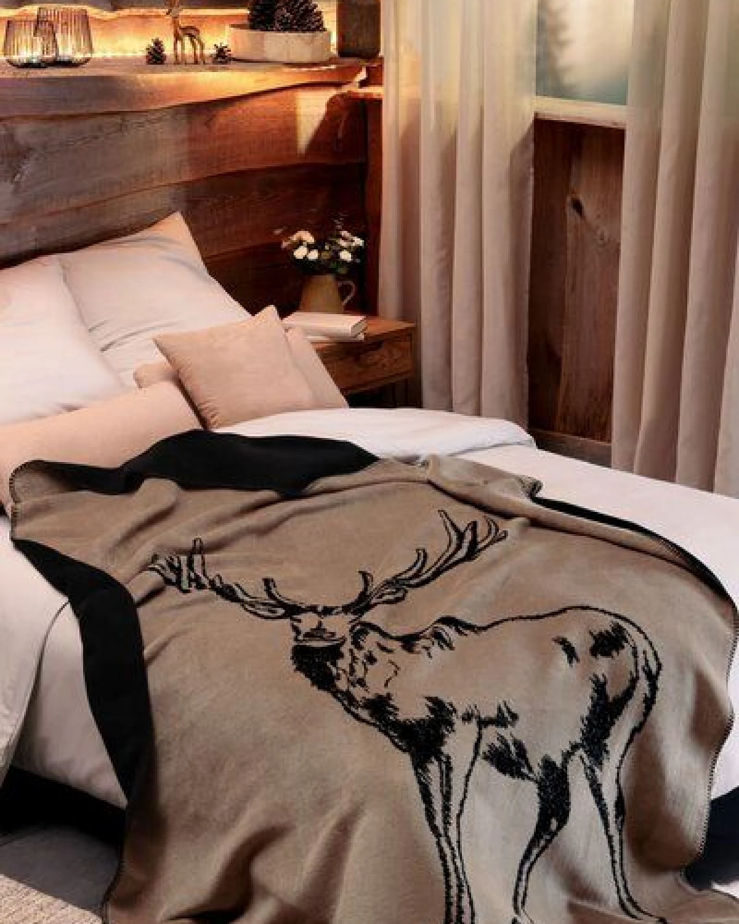 biederlack Wohndecke Serie Alp Chic "Deer", 80 % recycelte Fasern – Ansicht 3