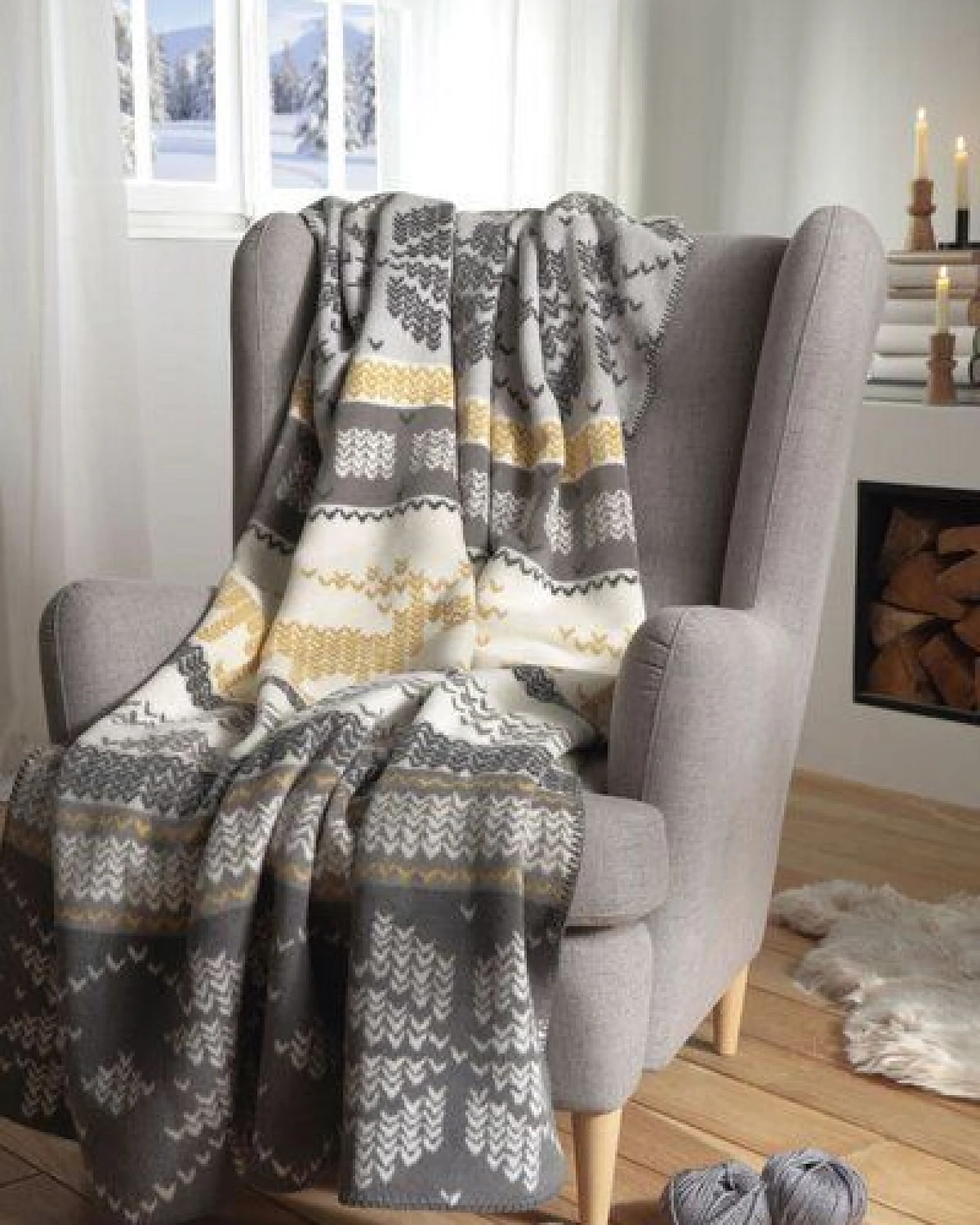 biederlack Wohndecke Serie Alp Chic "Winter Knit", 80 % recycelte Fasern – Ansicht 2
