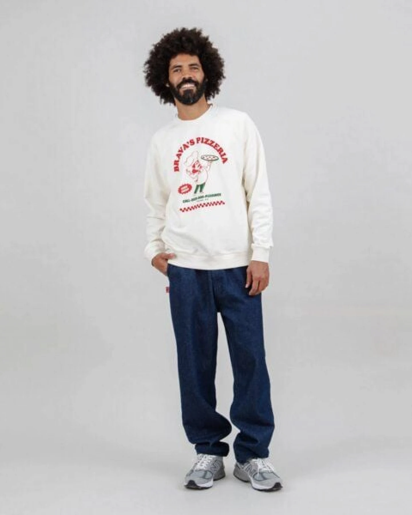 Brava Fabrics Hot & Brava Pizza Sweatshirt Weiß – Ansicht 3