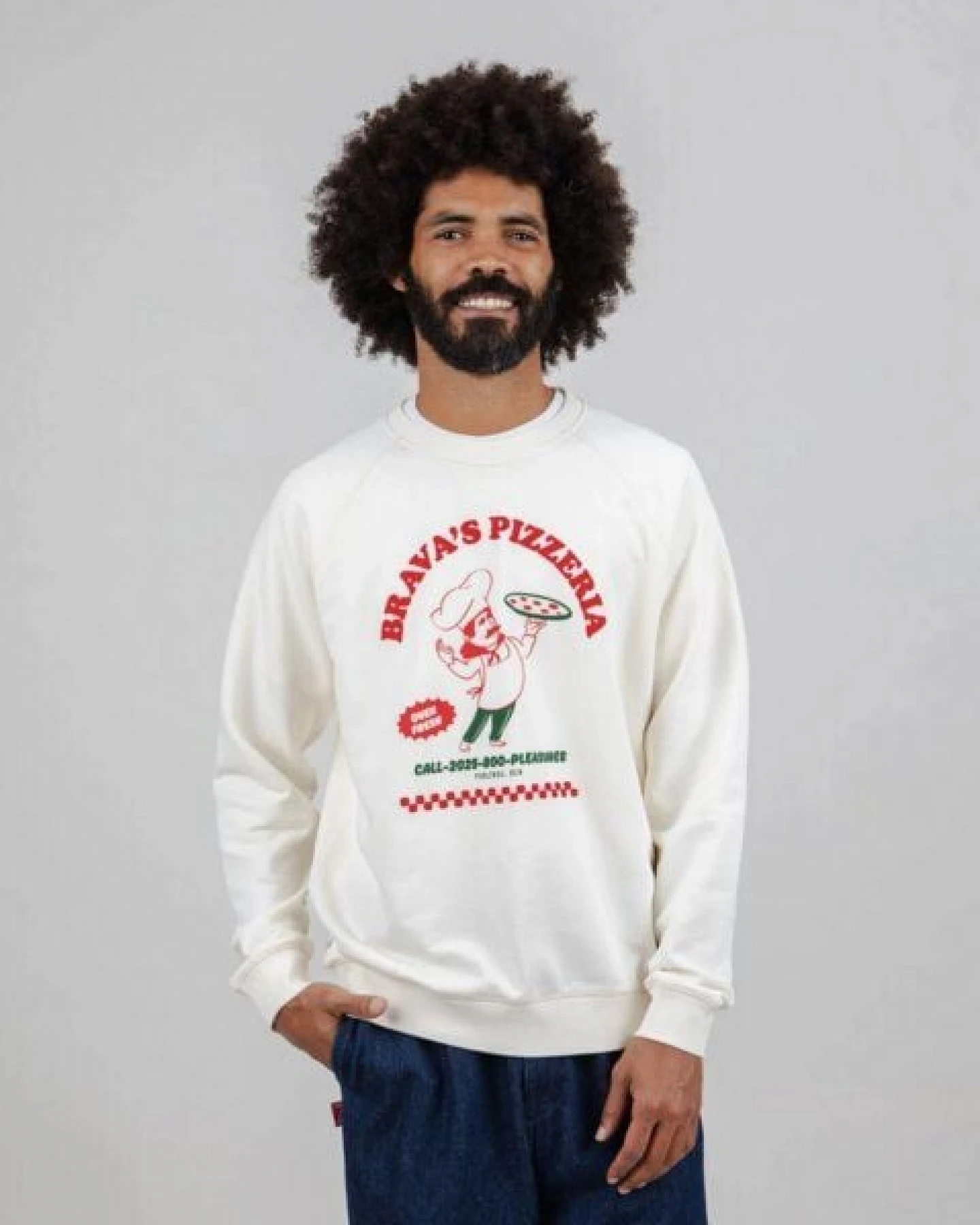 Brava Fabrics Hot & Brava Pizza Sweatshirt Weiß – Ansicht 2