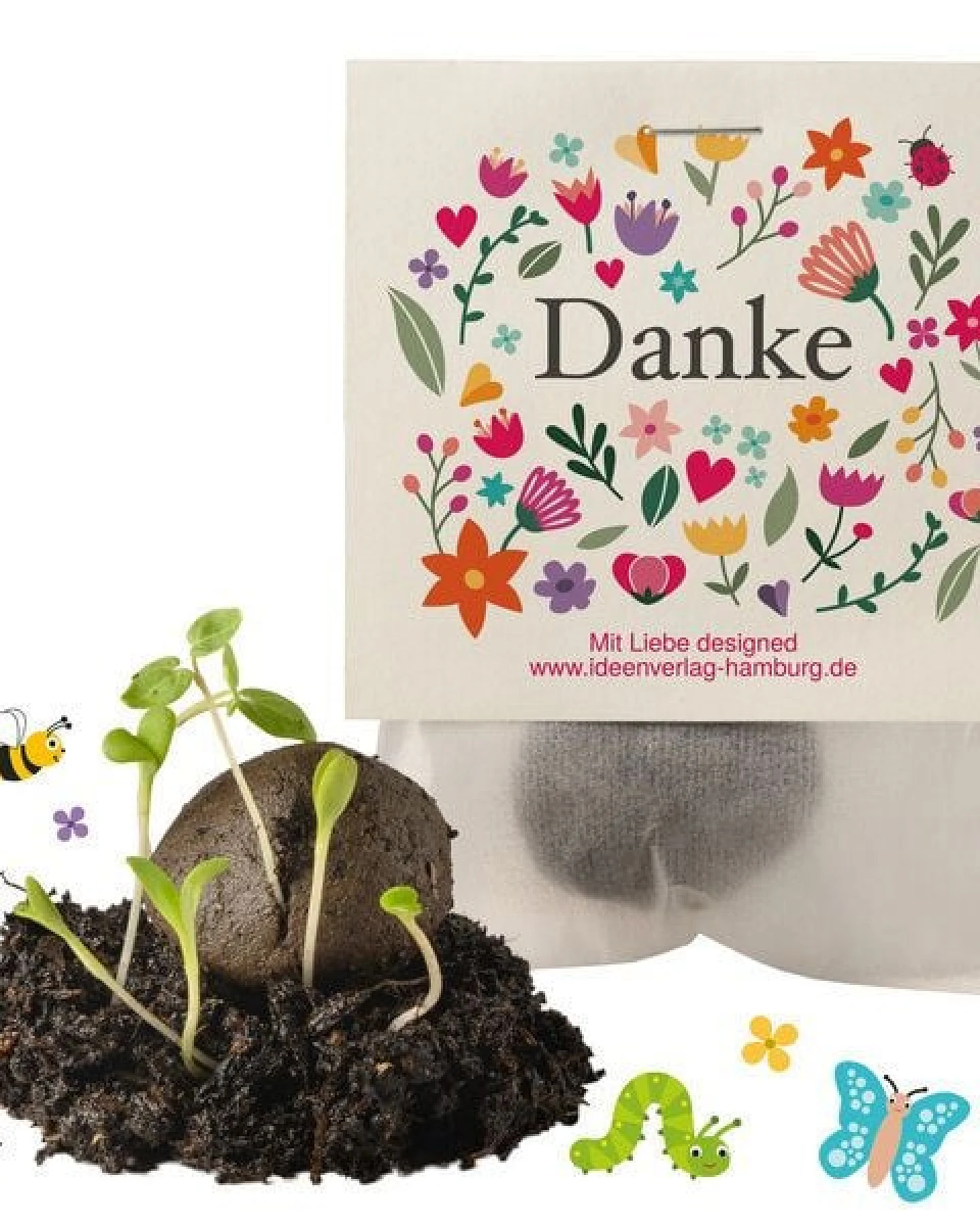 Ideenverlag Hamburg 10x Danke Samenbomben als blühendes Dankeschön-Geschenk/Nahchaltiges Geschenk für Freunde, Kollegen und Lieblingsmenschen – Ansicht 3