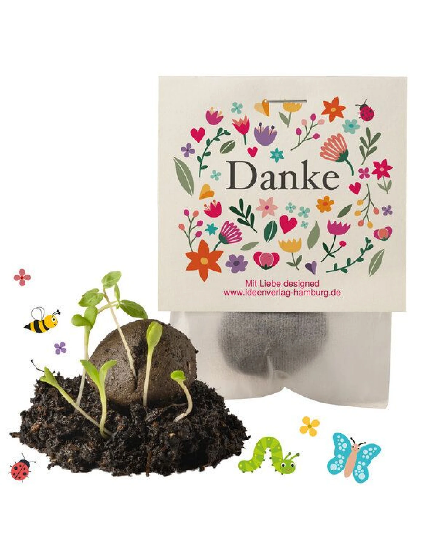 Ideenverlag Hamburg 10x Danke Samenbomben als blühendes Dankeschön-Geschenk/Nahchaltiges Geschenk für Freunde, Kollegen und Lieblingsmenschen – Ansicht 3