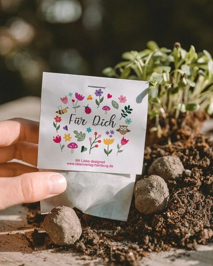 Ideenverlag Hamburg 10 x „Für Dich“ Samenbomben im Tütchen mit Wildblumensaatgut