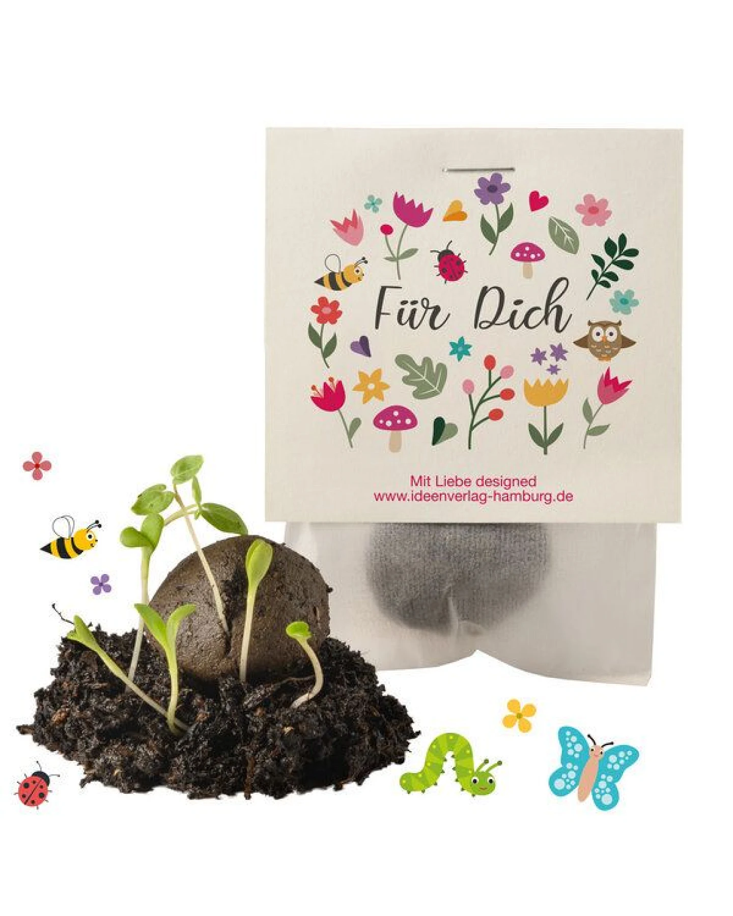 Ideenverlag Hamburg 10 x „Für Dich“ Samenbomben im Tütchen mit Wildblumensaatgut – Ansicht 3