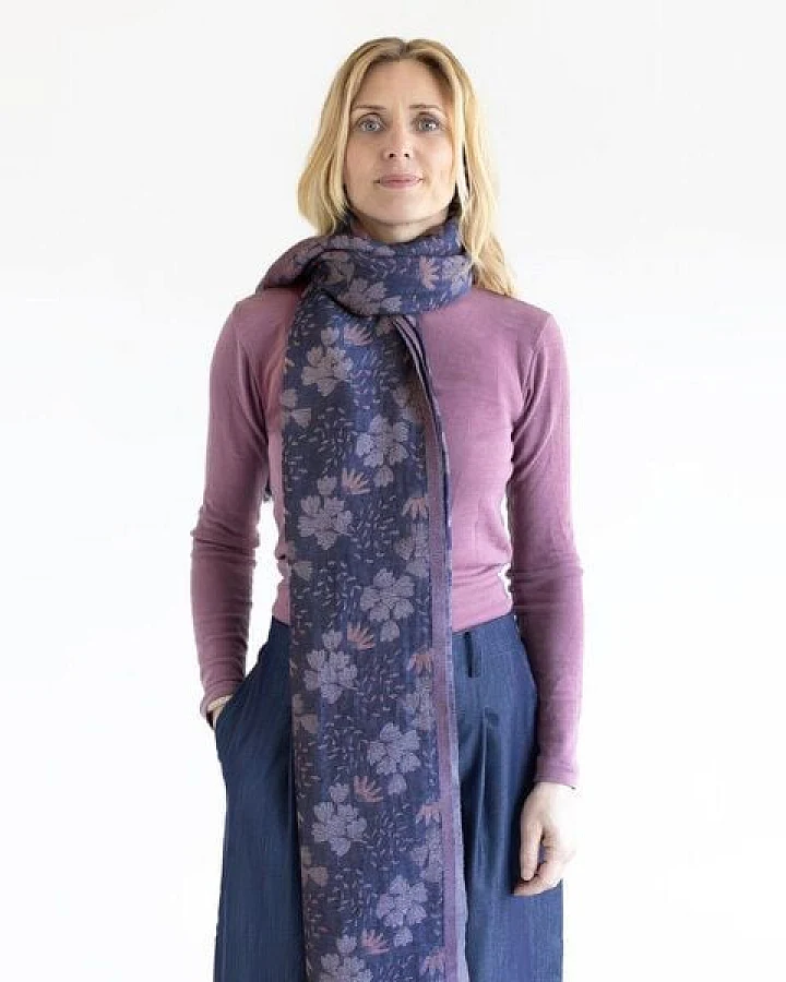 Djian Schal Jacquard 100 % Bio-Baumwolle – Fine Flowers