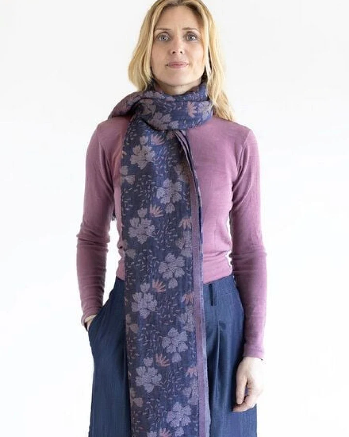 Djian Schal Jacquard 100 % Bio-Baumwolle – Fine Flowers