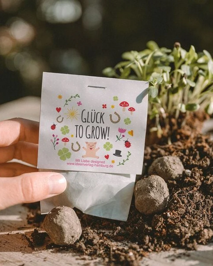 Ideenverlag Hamburg 10 Glück to grow Samenbomben im Tütchen mit Wildblumensaatgut