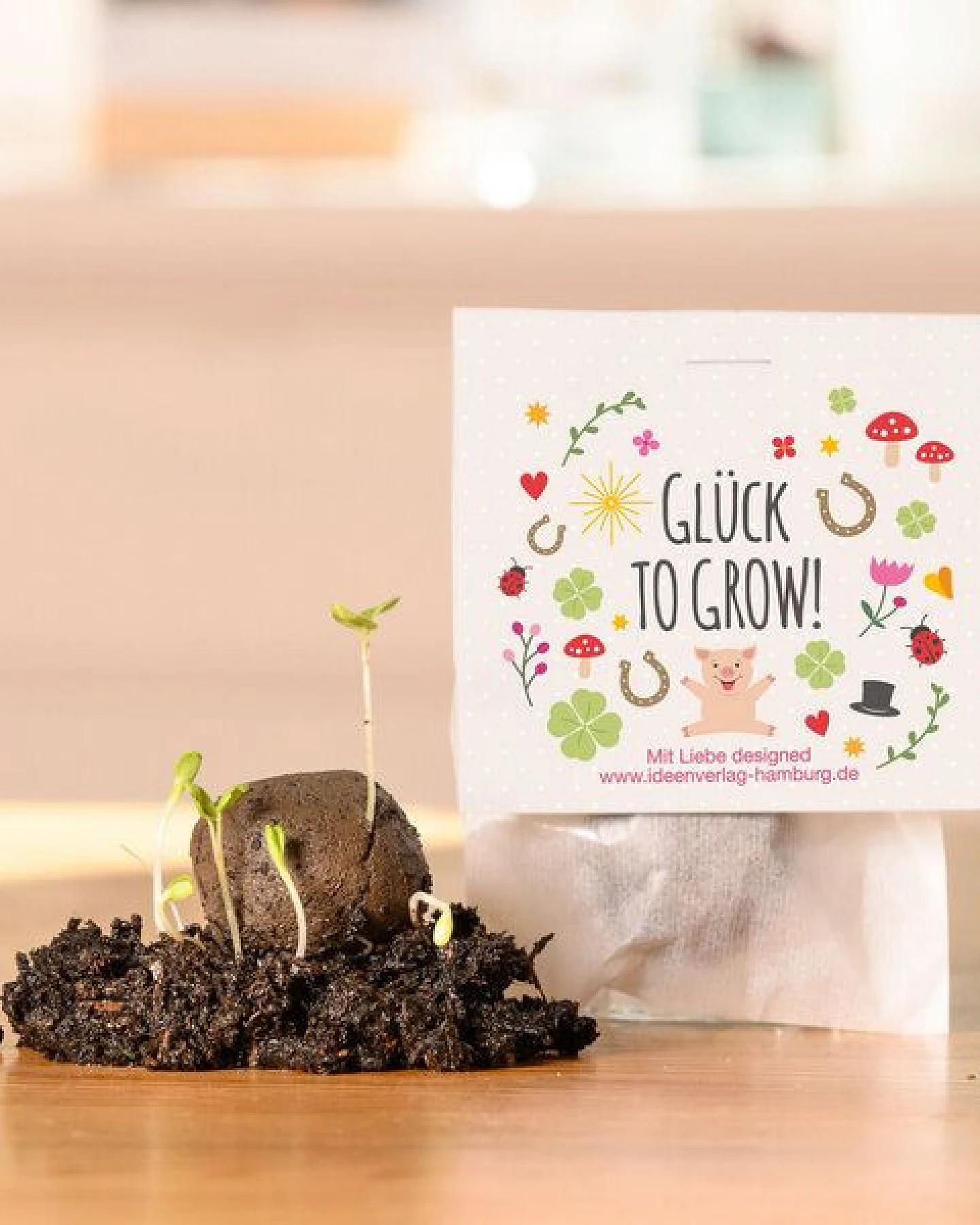 Ideenverlag Hamburg 10 Glück to grow Samenbomben im Tütchen mit Wildblumensaatgut – Ansicht 2