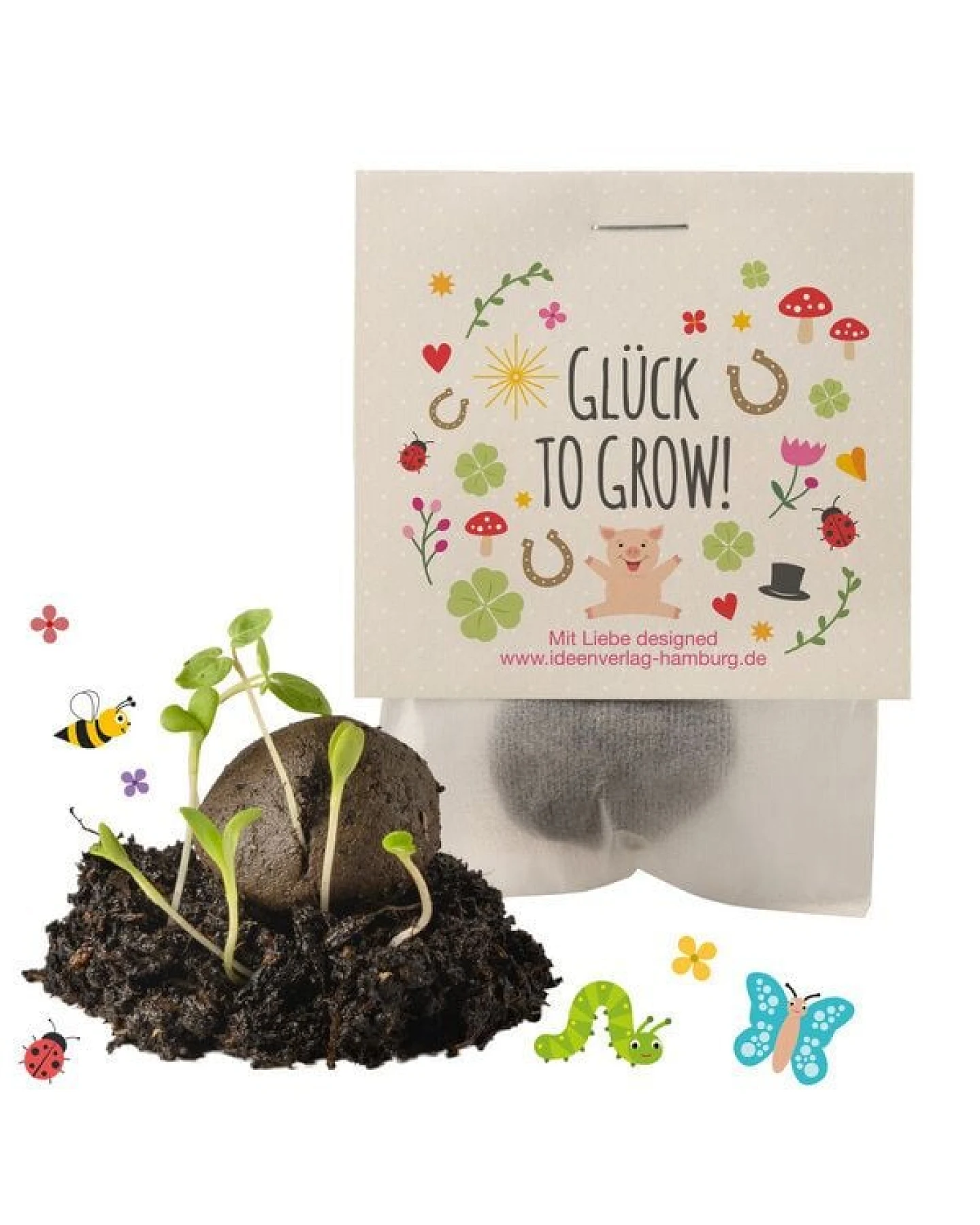 Ideenverlag Hamburg 10 Glück to grow Samenbomben im Tütchen mit Wildblumensaatgut – Ansicht 3