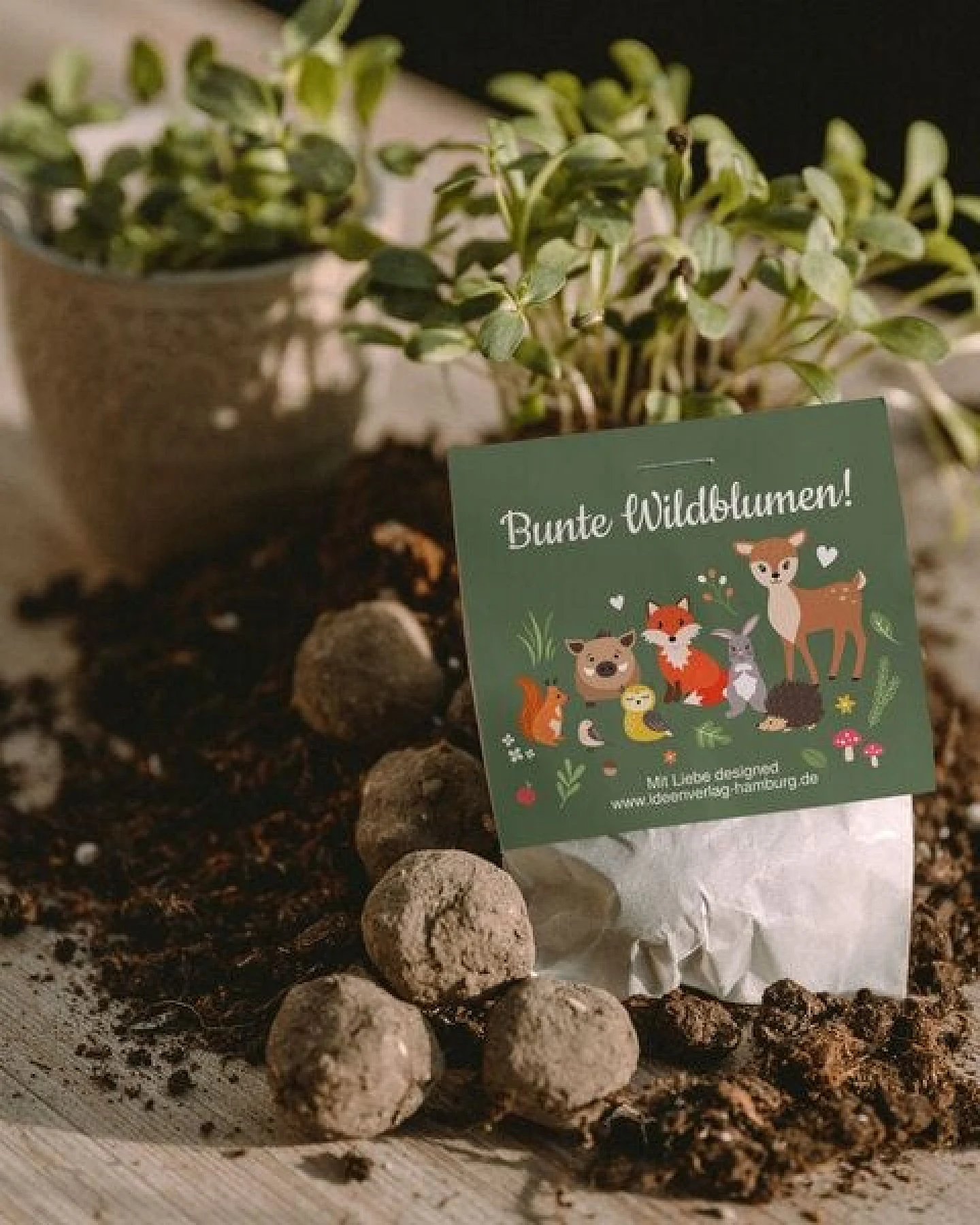 Ideenverlag Hamburg 10 Waldtiere Samenbomben im Tütchen mit Wildblumensaatgut – Ansicht 4
