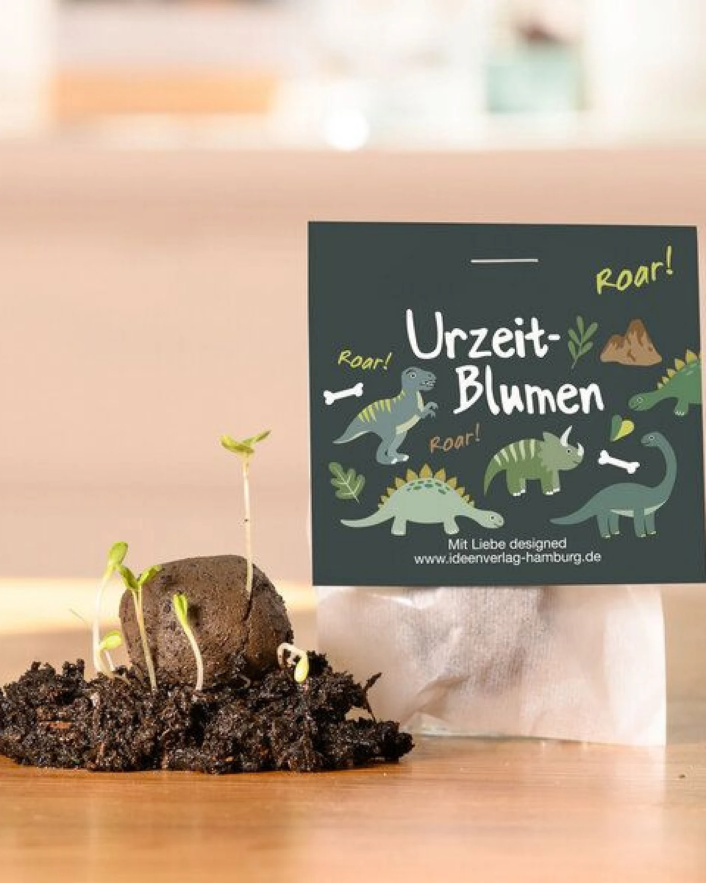 Ideenverlag Hamburg 10 „Dino“ Samenbomben im Tütchen mit Wildblumensaatgut – Ansicht 2