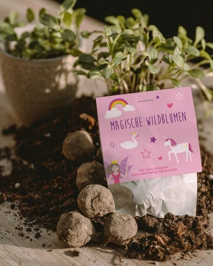 Ideenverlag Hamburg 10 „Einhorn“ Samenbomben im Tütchen mit Wildblumensaatgut