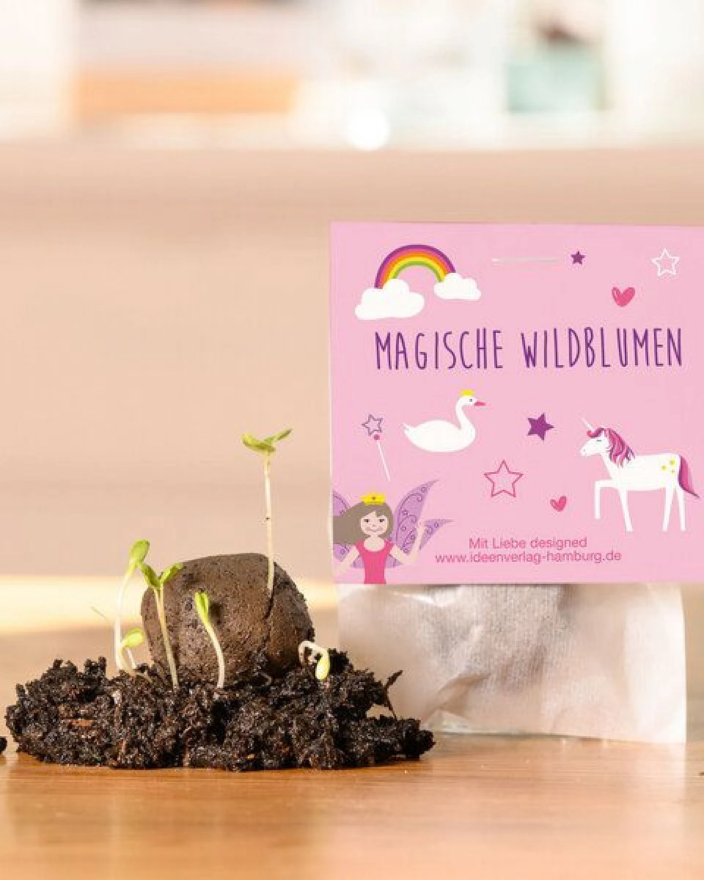 Ideenverlag Hamburg 10 „Einhorn“ Samenbomben im Tütchen mit Wildblumensaatgut – Ansicht 2